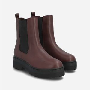 Burgundy faux leather boots